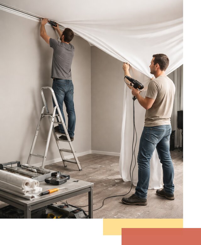 Монтаж натяжного потолка в студии в Калининграде