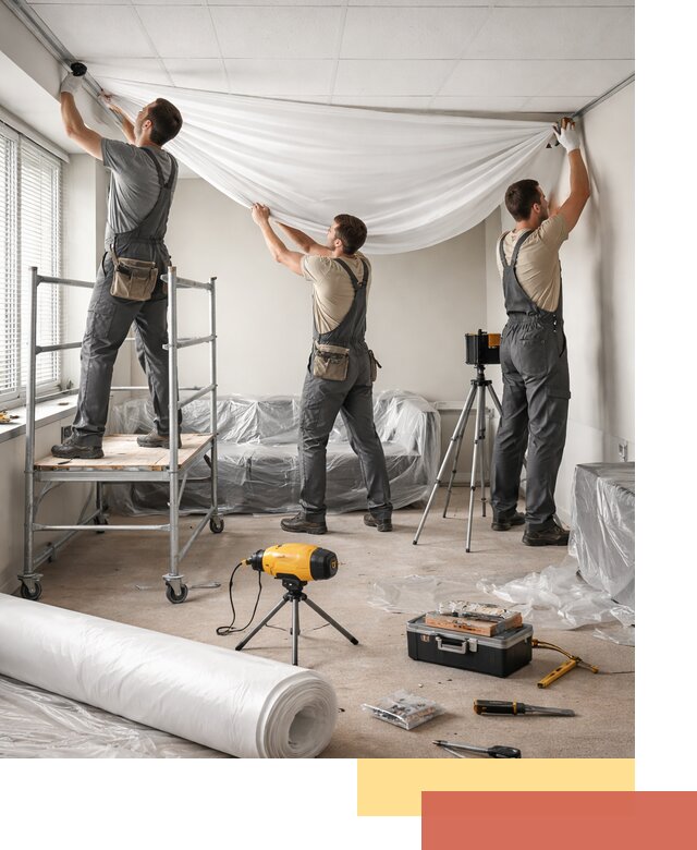 Монтаж натяжного потолка в офисе в Калининграде