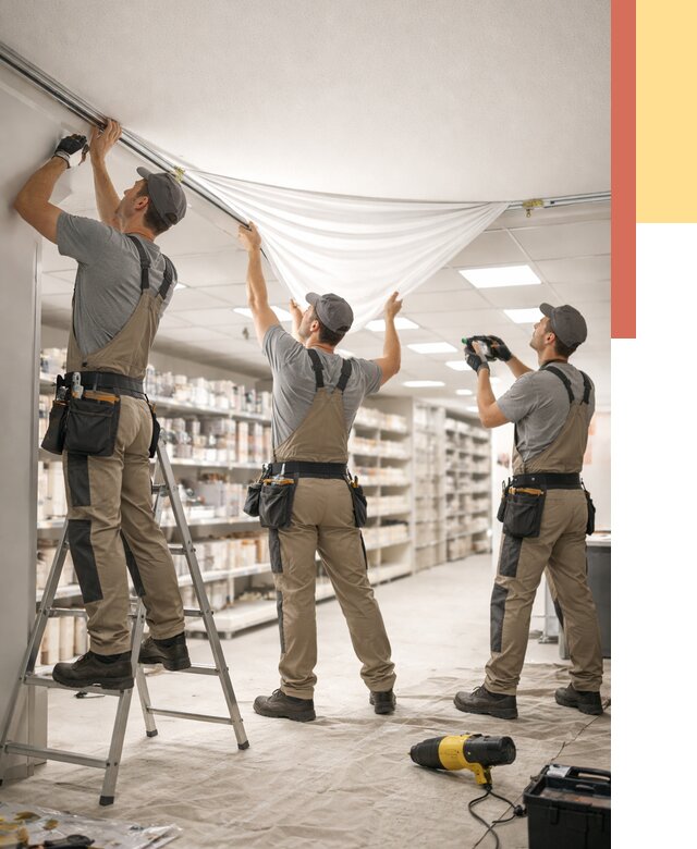 Монтаж натяжного потолка в магазине в Калининграде от 4553 руб. быстро и недорого | ОТДЕЛОЧНИК-Клн