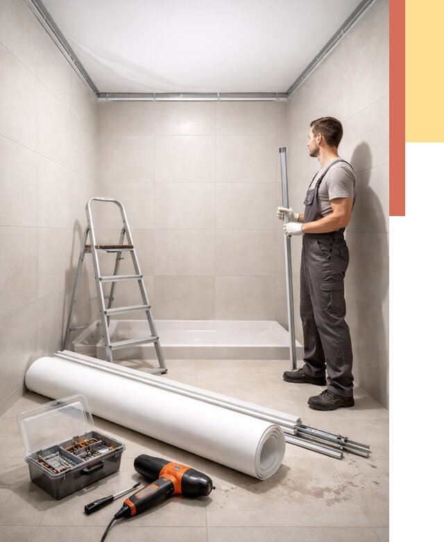 Монтаж натяжного потолка в санузле в Калининграде от 1872 руб. — ОТДЕЛОЧНИК-Клн