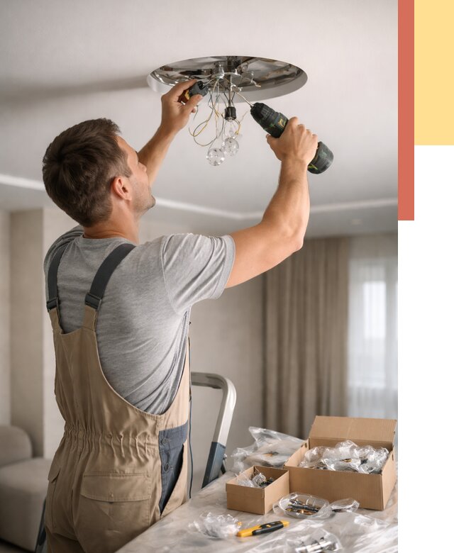 Установка люстры в натяжной потолок в Калининграде от 1214 руб. | Быстро и недорого — ОТДЕЛОЧНИК-Клн