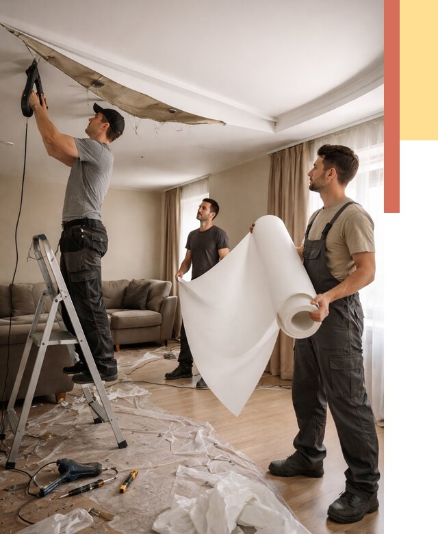 Замена полотна натяжного потолка в Калининграде от 9612 руб. быстро и недорого | ОТДЕЛОЧНИК-Клн