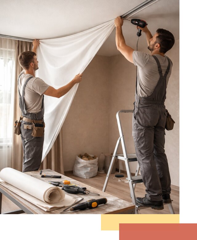 Замена полотна натяжного потолка в Калининграде быстро и качественно