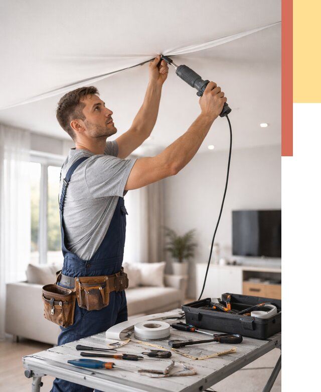 Ремонт натяжных потолков в Калининграде от 9612 руб. под ключ — ОТДЕЛОЧНИК-Клн