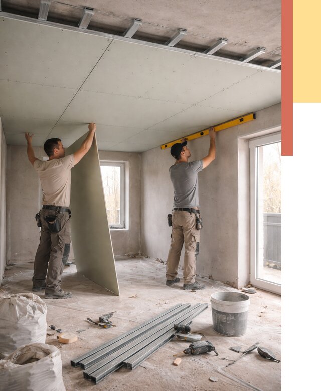 Одноуровневый потолок из гипсокартона в Калининграде от 759 руб. — монтаж под ключ | ОТДЕЛОЧНИК-Клн