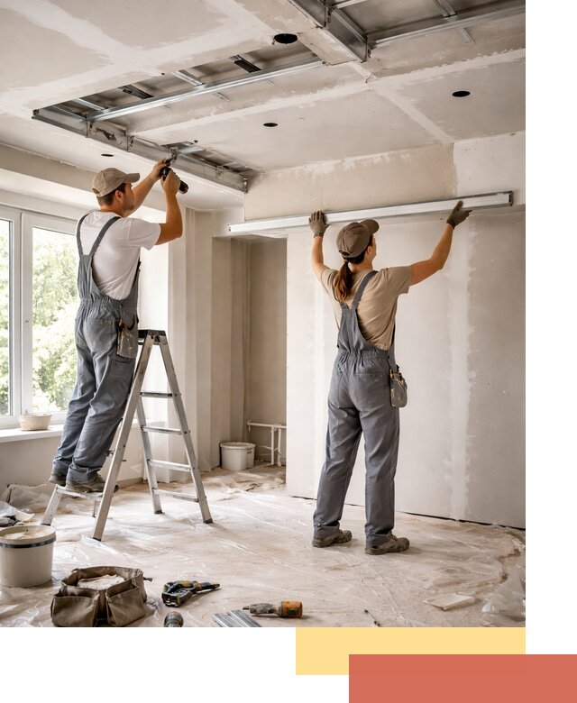 Монтаж многоуровневого потолка из гипсокартона в Калининграде