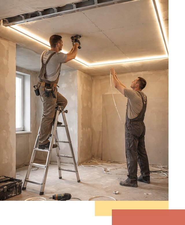 Потолок из гипсокартона с подсветкой в Калининграде