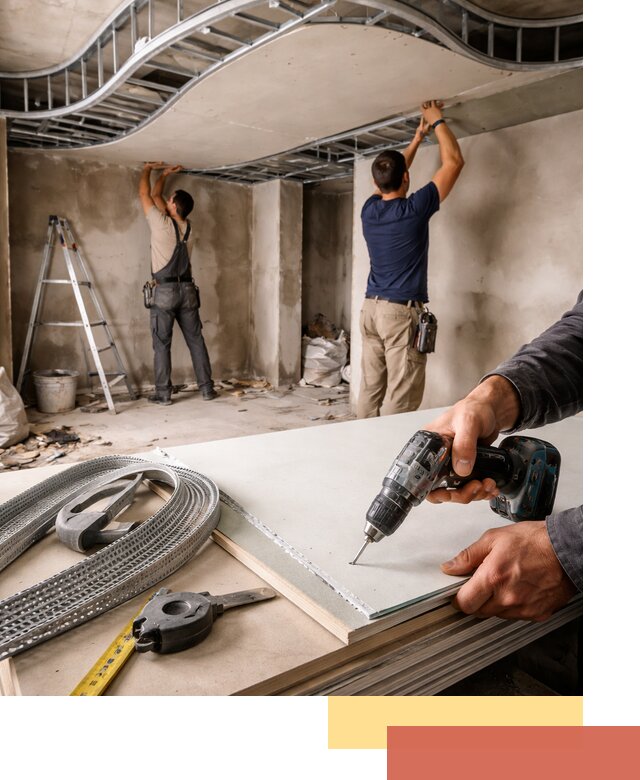 Криволинейный потолок из гипсокартона в Калининграде — монтаж и отделка