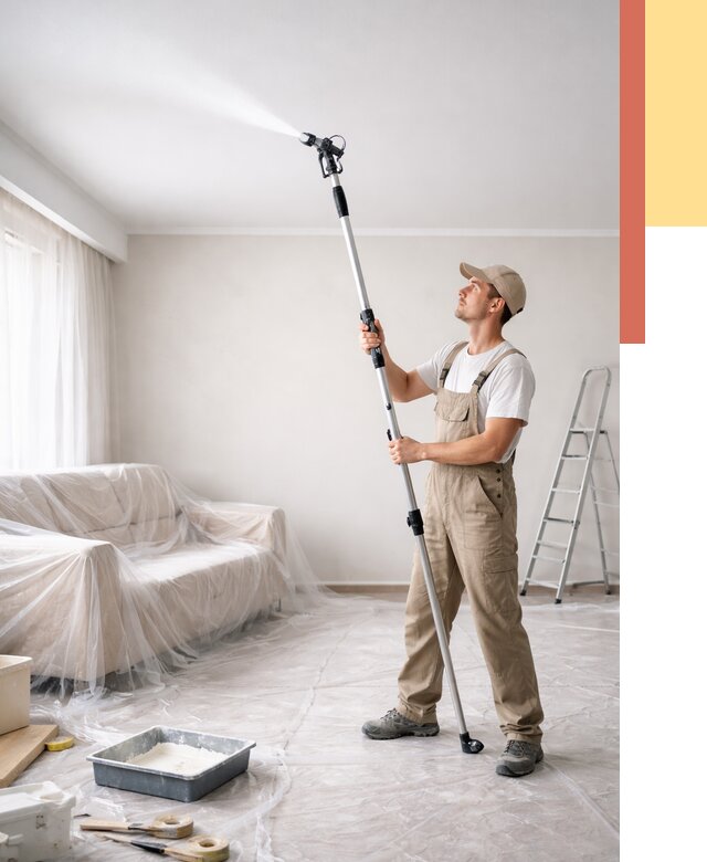 Покраска потолка краскопультом в Калининграде от 4553 руб. быстро и недорого | ОТДЕЛОЧНИК-Клн