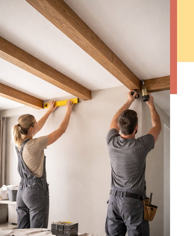 Монтаж декоративных балок на потолок в Калининграде от 4250 руб. — ОТДЕЛОЧНИК-Клн