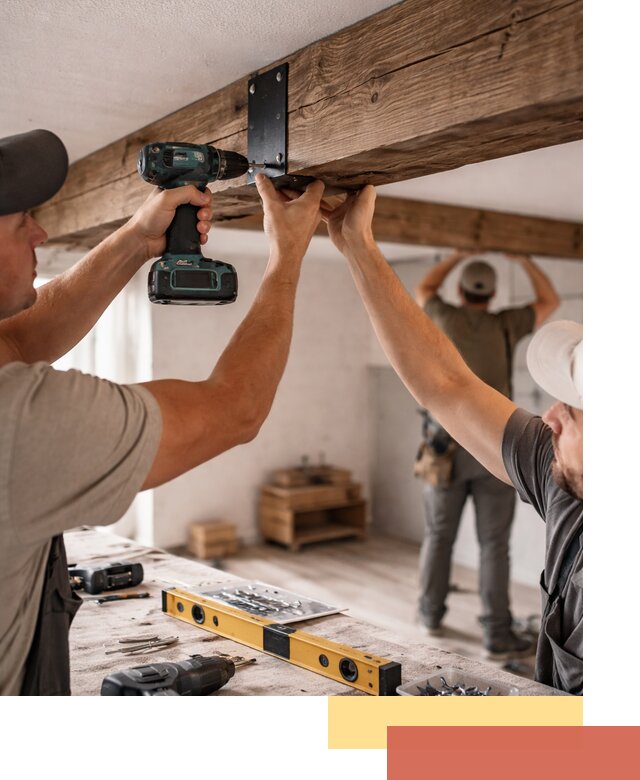 Монтаж декоративных потолочных балок в Калининграде